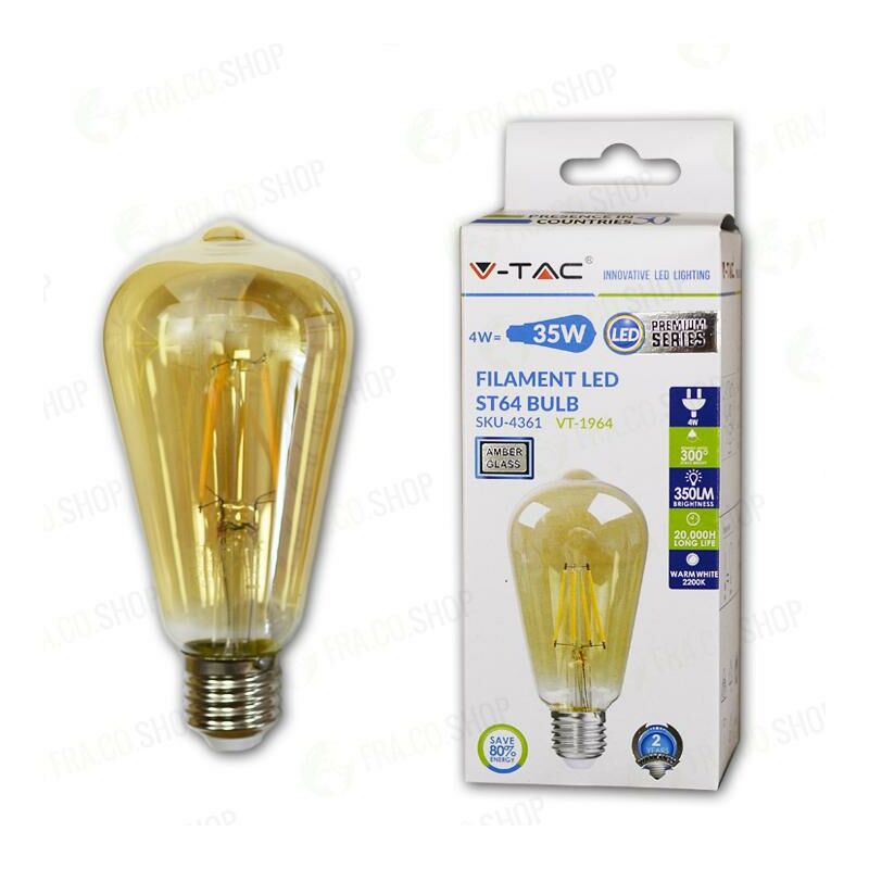 Lampadina LED Filamento ST64 8W E27 2200K Luce Calda