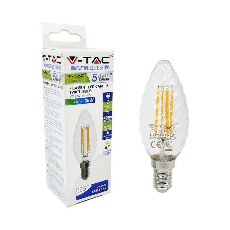 LAMPADINE LED E14 4 W WATT Lampadina Luce Naturale 4000k V-Tac 3 PEZZI