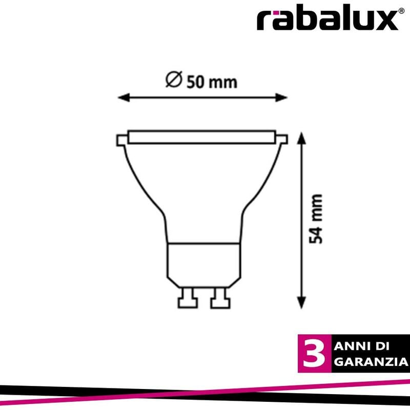 LED GU10 7W, 595 LM, 4000K D50 X H54 MM - Luce NATURALE