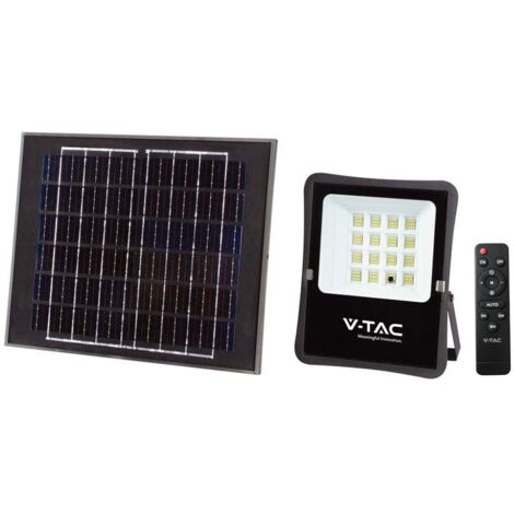 Faro LED 12W 6400K con pannello solare e telecomando, cavo 5 metri, nero - V-TAC VT-55100 6966