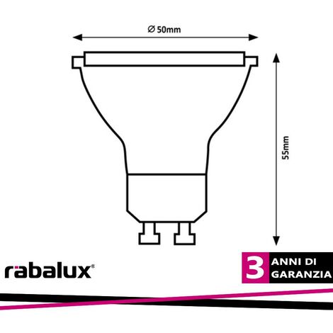 faretti gu10 dimmerabili 5,5W luce calda 400lm 3000k angolo della luce 100°