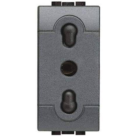 Modulo Presa Bivalente Antracite Bipasso Compatibile Living Spina 16A 250V C1106