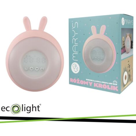 SVEGLIA/LAMPADA NOTTURNA A LED RGB CONIGLIO ROSA MARY S