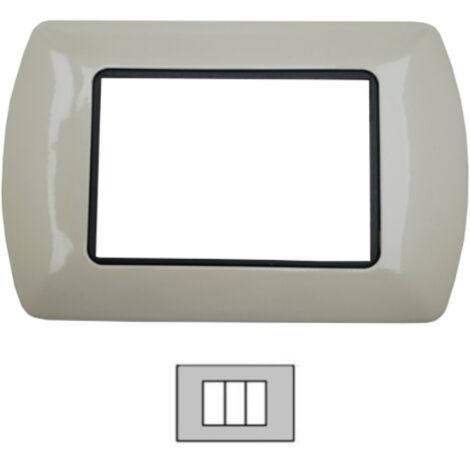 Placca T1 panna avorio metallo Tot28 Electric 3 4 7 posti  placca 3 posti