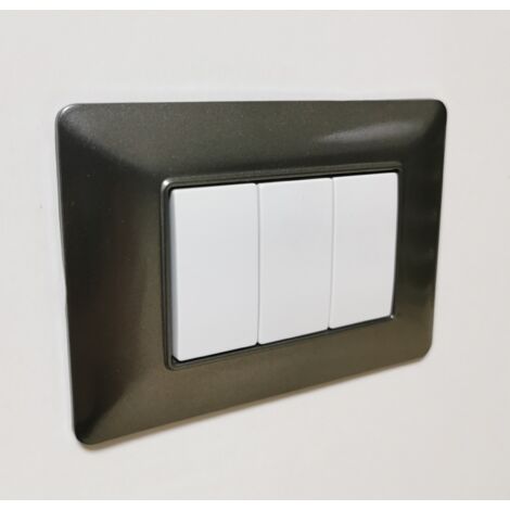 Placche compatibili bTicino MATIX 3 4 6 posti MODULI PLACCA per supporti 503SA  T10 - 3 posti-  nero
