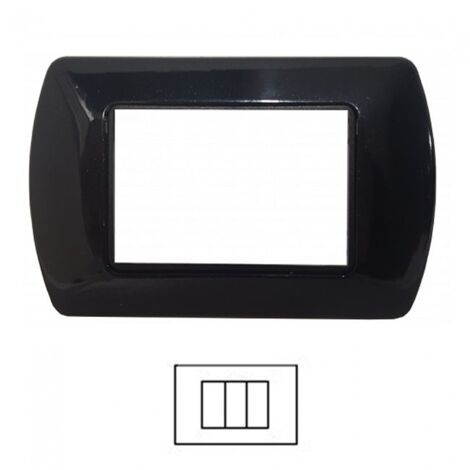 Placche Compatibili METALLO Bticino LIVING International 3 4 7 posti vari colori  T02 - 3 Posti - Nero opaco