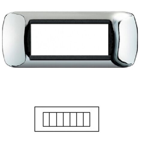 Placca T1 metallo argento cromato Tot04 Electric 3 4 7 posti  Placca 7 posti