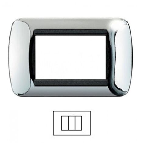 Placca T1 metallo argento cromato Tot04 Electric 3 4 7 posti  placca 3 posti