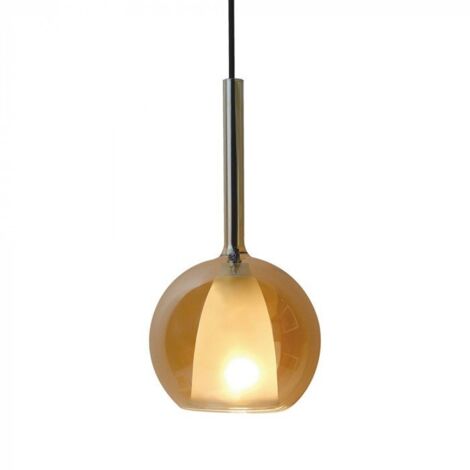 LAMPADARIO CON PORTALAMPADA DOPPIO VETRO AMBER+BIANCO 180MM