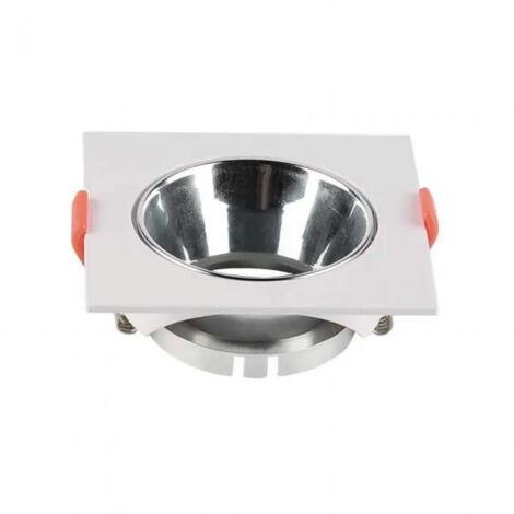 GU10 PORTA FARETTO QUADRATO BIANCO CON RIFLETTORE CROMATO