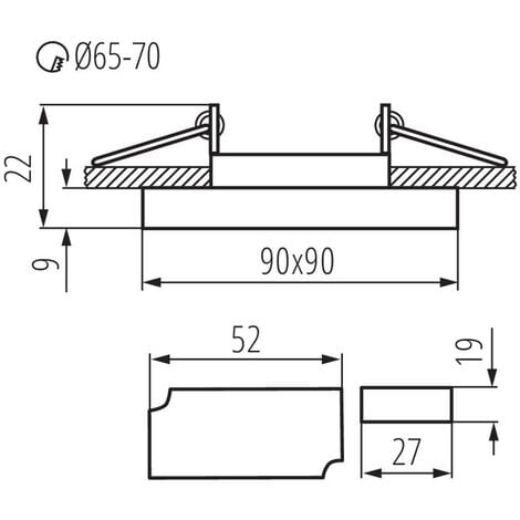 3 Pezzi Faretti Led da Incasso Quadrato, Dimmerabile Con Triac Dimmer, 220V  5W 550 Lumen, 90X90X37mm, Foro 70mm, Impermeabile IP65, Quick Connettore