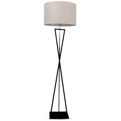 LAMPADA DA TERRA DI DESIGN E27 INTERRUTTORE IN METALLO NERO CON PARALUME IN AVORIO