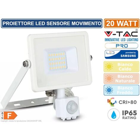 V-TAC Faro LED Chip Samsung 20W Sensore Movimento e Crepuscolare Bianco Freddo IP65 (1/5)