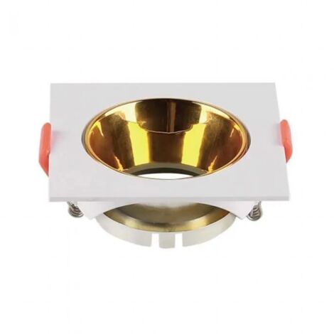 GU10 PORTA FARETTO QUADRATO BIANCO CON RIFLETTORE ORO