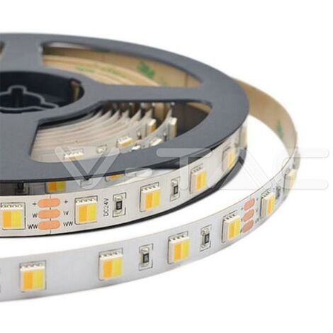 V-TAC VT-2835 Striscia LED 24V SMD2835 CCT 5M 14W/M 120LED/M 110LM/W color change 3IN1 IP20 - SKU 2897