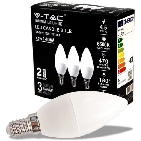 LED LAMPADINA 4.5W E14 CANDELA 6500K 3 PCS/BLISTER - Luce FREDDA