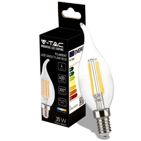 LED LAMPADINA 4W FILAMENTO E14 CLEAR COVER CANDELA FLAME 4000K - Luce NATURALE