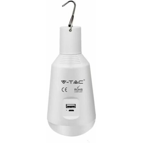 V-TAC VT-2417 Lampadina LED ricaricabile con USB e Pannello Solare 7W CCT 3in1 IP20 SKU 2857 (1/5)