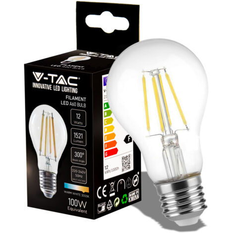 LED LAMPADINA 12W FILAMENTO E27 A60 CLEAR COVER 6400K                                                    - Luce FREDDA