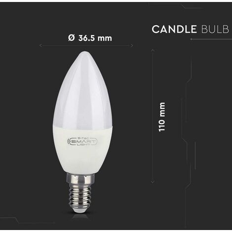 LED LAMPADINA 4.5W E14 CANDELA SMART RGB WW CW  ALEXA & GOOGLE HOME  COMPATIBLE