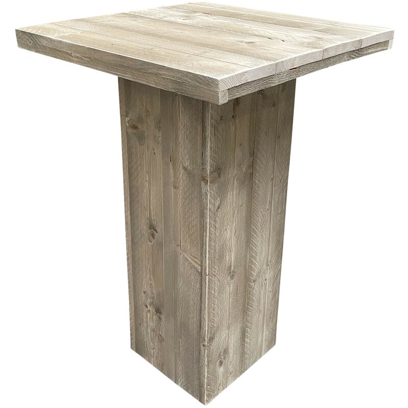 Wood4you - Bartisch Gerüstholz mit Säulenbein 74x74 cm