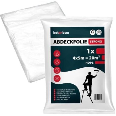 KOTARBAU® Malerfolie - Bâche Protection Peinture - Polyéthylène Recyclé - 4 x 5 m - Transparent - Bâche Peinture de Protection Sol - Bâche Plastique Protection - Robuste Réutilisable