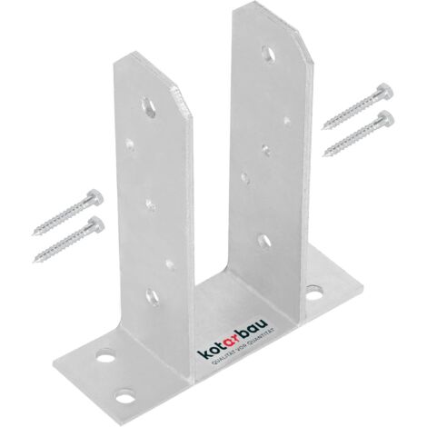 Kotarbau – Support de poteau en U 70 mm à visser – Plaque de base 160x60 mm – Galvanisé à chaud – Pour structures en bois