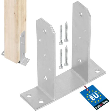 KOTARBAU® Support Poteau Bois - à Visser - TT - Acier Galvanisé - 90 mm - Argent - Pied de Poteau - Fixation Robuste - Embase