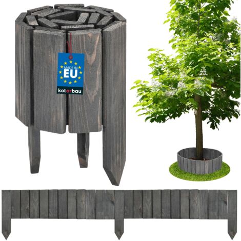 KOTARBAU® Bordure Jardin Exterieur Bois - 110 x 15 cm - Cloture Bois Jardin - Anthracite - Palissade Flexible - Décoration Jardin (1/5)