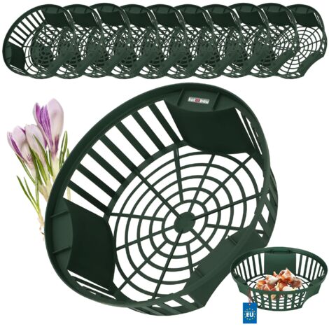 KOTARBAU® Set 10 pièces Panier À Bulbes - ⌀ 215 mm - Vert - Corbeille Plantation Tulipes - Accessoire Plantation Bulbes - Plastique (1/5)