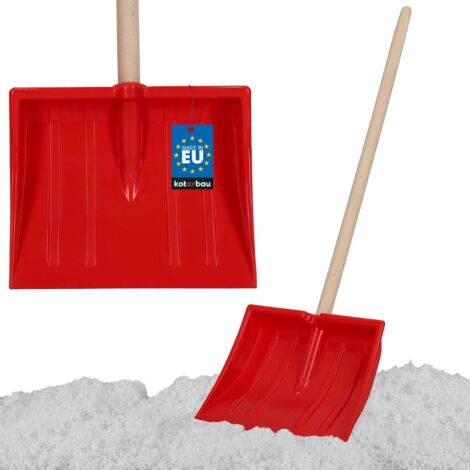 KOTARBAU® Pelle à Neige - plastique - 25x20 cm - Pelle Enfant - avec Manche en Bois - Ergonomique - Légère - Rouge Naturel (1/5)