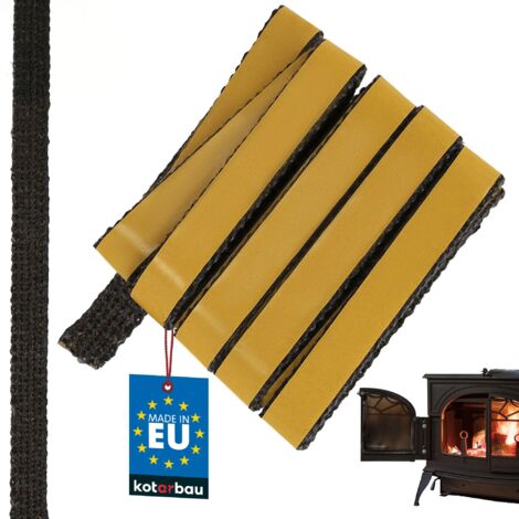 KOTARBAU® Joint Insert Cheminée - Joint Poêle À Bois - 18 x 3 mm - Fibre de Verre - 2,5 m - Noir - Résistant à la Chaleur - Autocollant