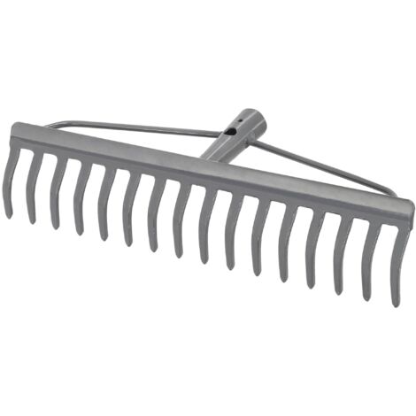 KOTARBAU® Rateau à Feuille - Métal - 41 cm - Râteau Jardin - 16 Dents - Gris - Outil Robuste Pour Entretien Gazon Jardinage - sans Manche (1/5)