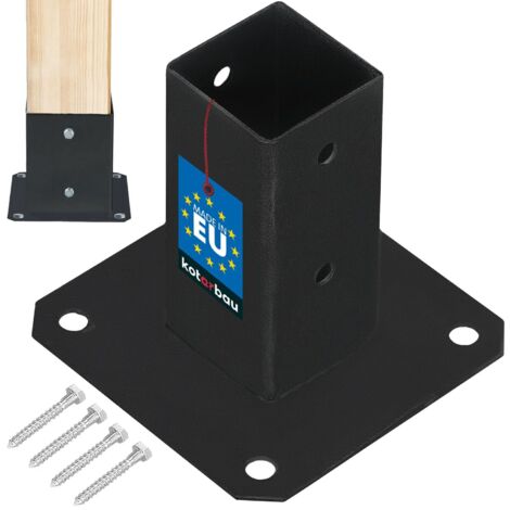 KOTARBAU® Support Poteau Bois - Acier Revêtu par Poudre - 50 x 50 mm - Noir - Pied de Poteau - Fixation Robuste - Résistant à la Corrosion