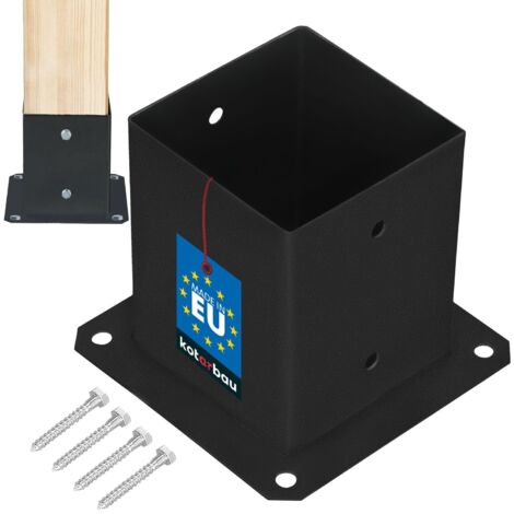 KOTARBAU® Support Poteau Bois - Acier Revêtu par Poudre - 120 x 120 mm - Noir - Pied de Poteau - Fixation Robuste - Résistant à la Corrosion