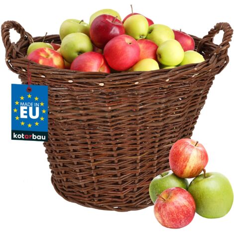 KOTARBAU® Panier en Osier - Ø 60 cm - Brun - Panier Rond - pour Bois - Jouets - Fruits & Légumes - Décoration Intérieure Extérieure - Osier Naturel