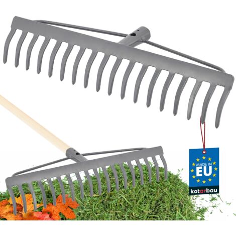 KOTARBAU® Rateau à Feuille - Métal - 46 cm - Râteau Jardin - 18 Dents - Gris - Outil Robuste Pour Entretien Gazon Jardinage - sans Manche (1/5)