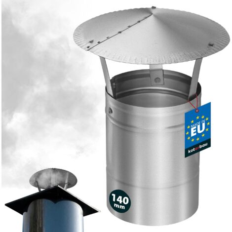 KOTARBAU® Chapeau De Cheminée - Inox - ø 140 mm - Argent - Chapeau Cheminée Anti Pluie - Résistant à la Corrosion - Installation Facile - Design Moderne