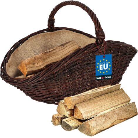 KOTARBAU® Panier Osier - 64 x 40 x 39 cm - Panier Buche Osier - avec Anse - de Rangement - Naturel - Brun Foncé (1/5)