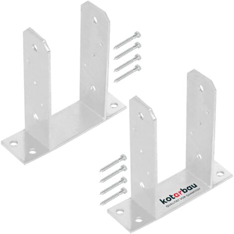 KOTARBAU® 2 Pièces Support Poteau Bois - à Visser - TT - Acier Galvanisé - 100 mm - Argent - Pied de Poteau - Fixation Robuste - Embase