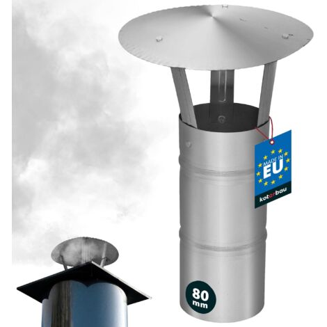 KOTARBAU® Chapeau De Cheminée - Inox - ø 80 mm - Argent - Chapeau Cheminée Anti Pluie - Résistant à la Corrosion - Installation Facile - Design Moderne