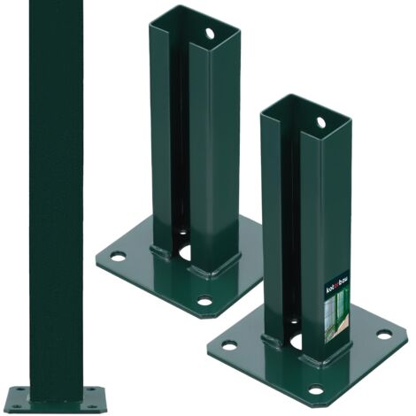 KOTARBAU® 2 Pièces Support Poteau - pour Clôture - à Visser - Pied de Poteau - Acier Revêtu par Poudre - 60 x 40 mm - Vert - Fixation Robuste