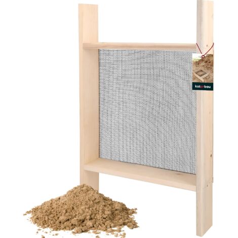 KOTARBAU® Tamis Sable - Tamis Jardinage - 3 x 3 mm - Acier - 80x50 cm - Terre Cailloux - Robuste - de Maçonnerie - avec Cadre en Bois - pour Chantier (1/5)