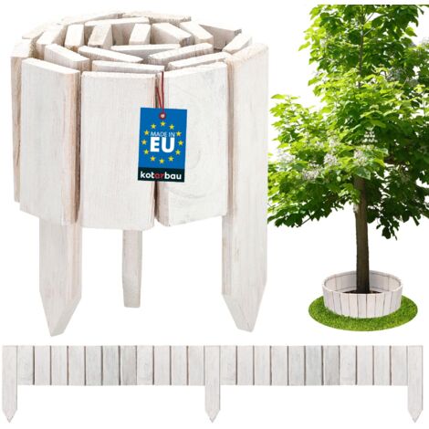 KOTARBAU® Bordure Jardin Exterieur Bois - 110 x 10 cm - Cloture Bois Jardin - Blanc - Palissade Flexible - Décoration Jardin (1/5)
