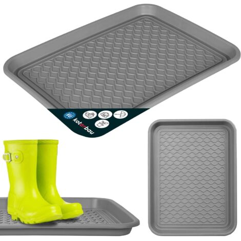 KOTARBAU® Bac à Chaussures - Bac D'égouttement pour Chaussures - Plastique - 38 x 50 cm - Gris - Imperméable - pour Couloir - Plateau Égouttoir à Bord Surélevé (1/5)