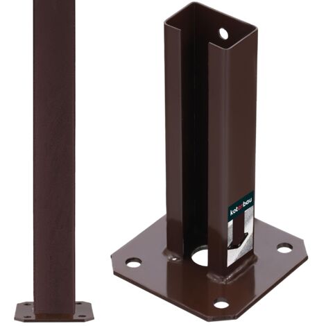 KOTARBAU® Support Poteau - pour Clôture - à Visser - Pied de Poteau - Acier Revêtu par Poudre - 60 x 40 mm - Marron - Fixation Robuste