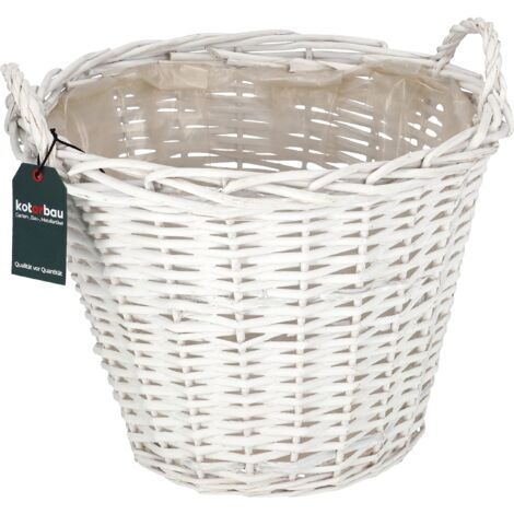 KOTARBAU® Panier Osier - Cache Pot Plante Intérieur - ⌀ 38 cm - Corbeille Osier Ronde - Panier Plante - Pot de Fleur Tressé - Blanc - Rustique (1/5)