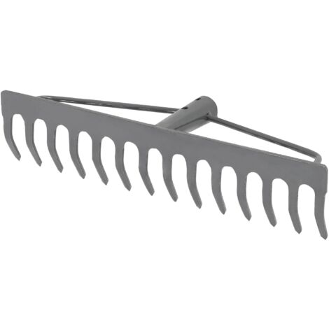 KOTARBAU® Rateau à Feuille - Métal - 36 cm - Râteau Jardin - 14 Dents - Gris - Outil Robuste Pour Entretien Gazon Jardinage - sans Manche (1/5)