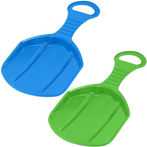 KOTARBAU® 2 pièces Luge - Plastique - 53x34x3,5 cm - Vert & Bleu - Luge à Neige - Sled - Traineau a Neige Enfant et Adulte - Traineau Léger et Résistant - Poignée Ergonomique (1/5)