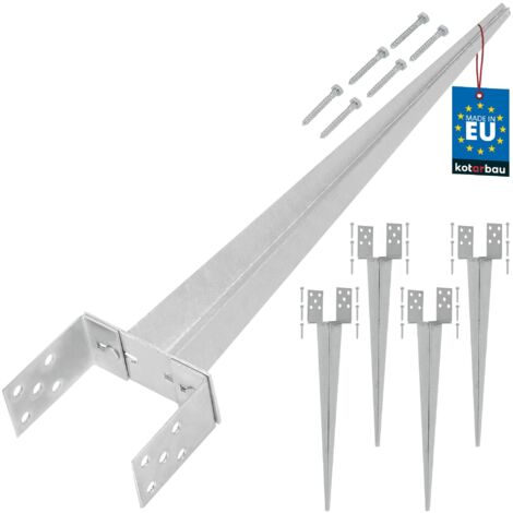 KOTARBAU® 4 Pièces Support de Poteau Réglable - 0-160 mm - Acier Galvanisé - 70 cm - Argent - Support Poteau a Enfoncer - Ancrage Balancoire - Ancre a Enfoncer - pour Poteaux Bois (1/5)